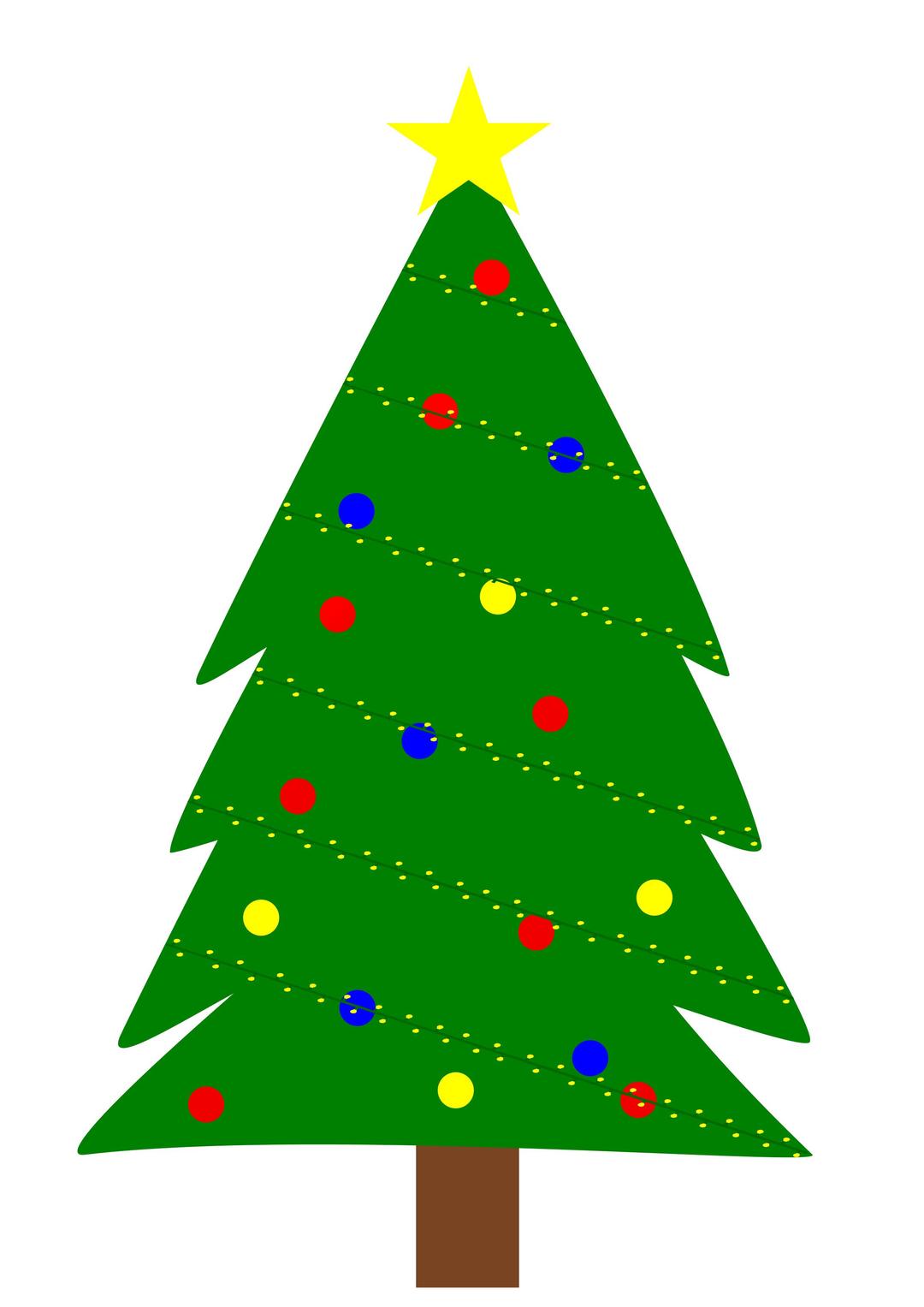 Christmas tree with lights png transparent