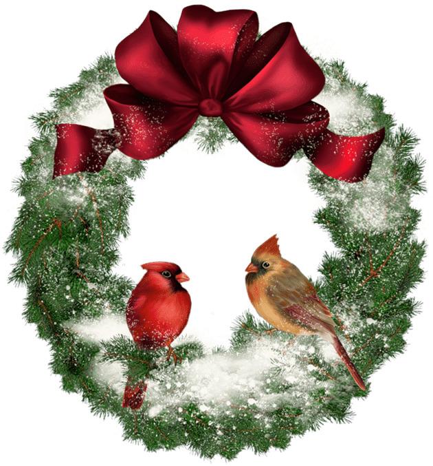 Christmas Wreath With Birds png transparent