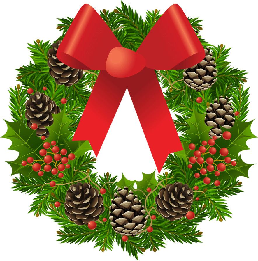 Christmas Wreath With Ribbon png transparent