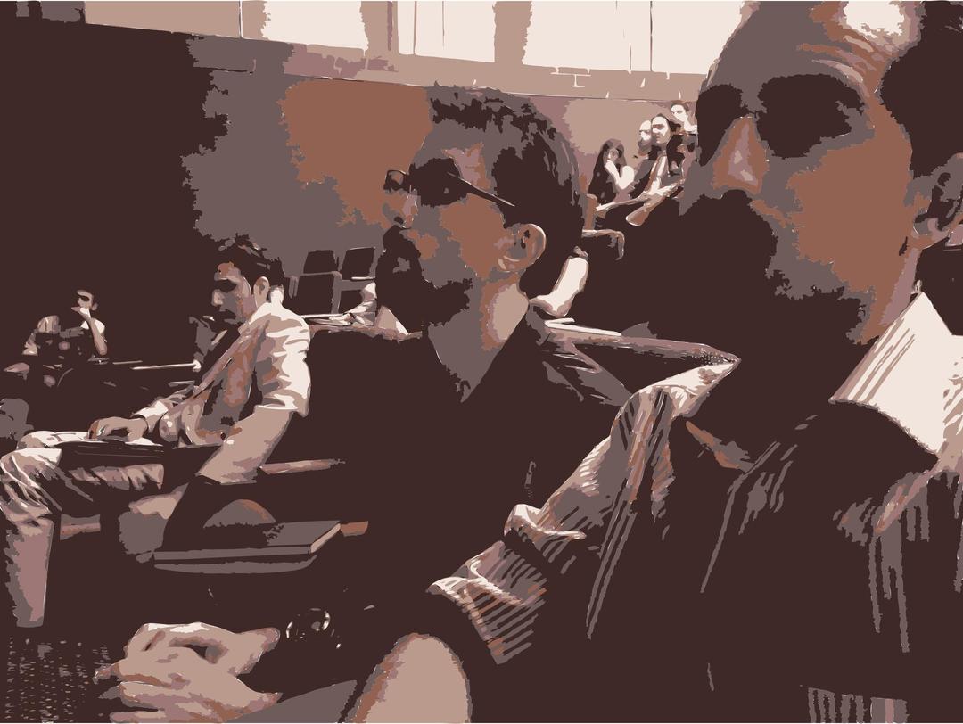 Christopher and Bassel watching Lessig Speak png transparent