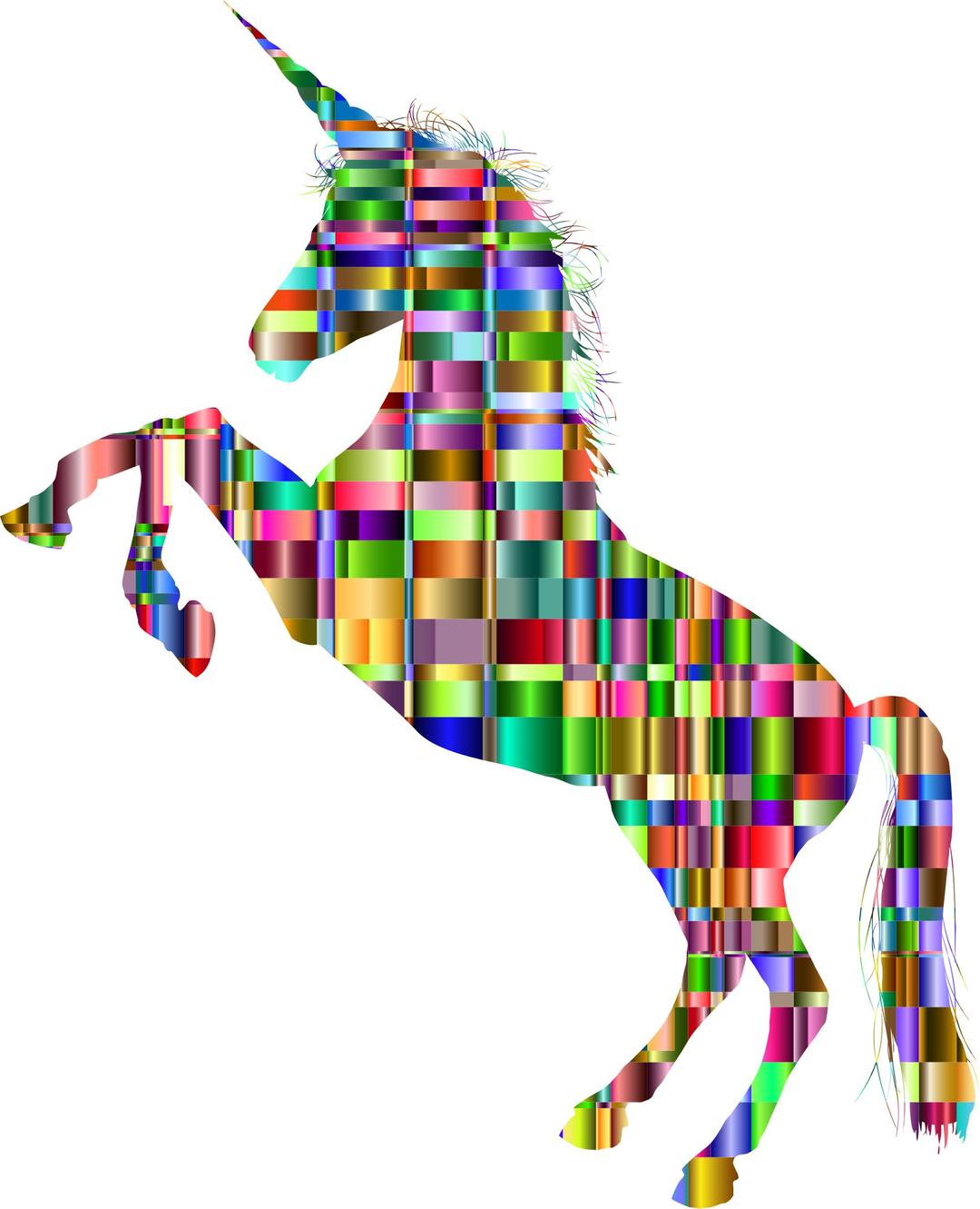 Chromatic Checkered Unicorn Silhouette png transparent