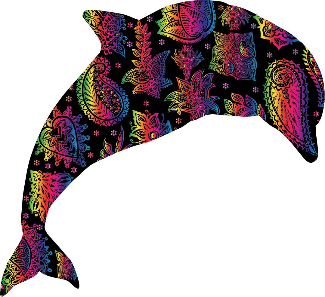 Chromatic Floral Pattern Dolphin 4 png transparent