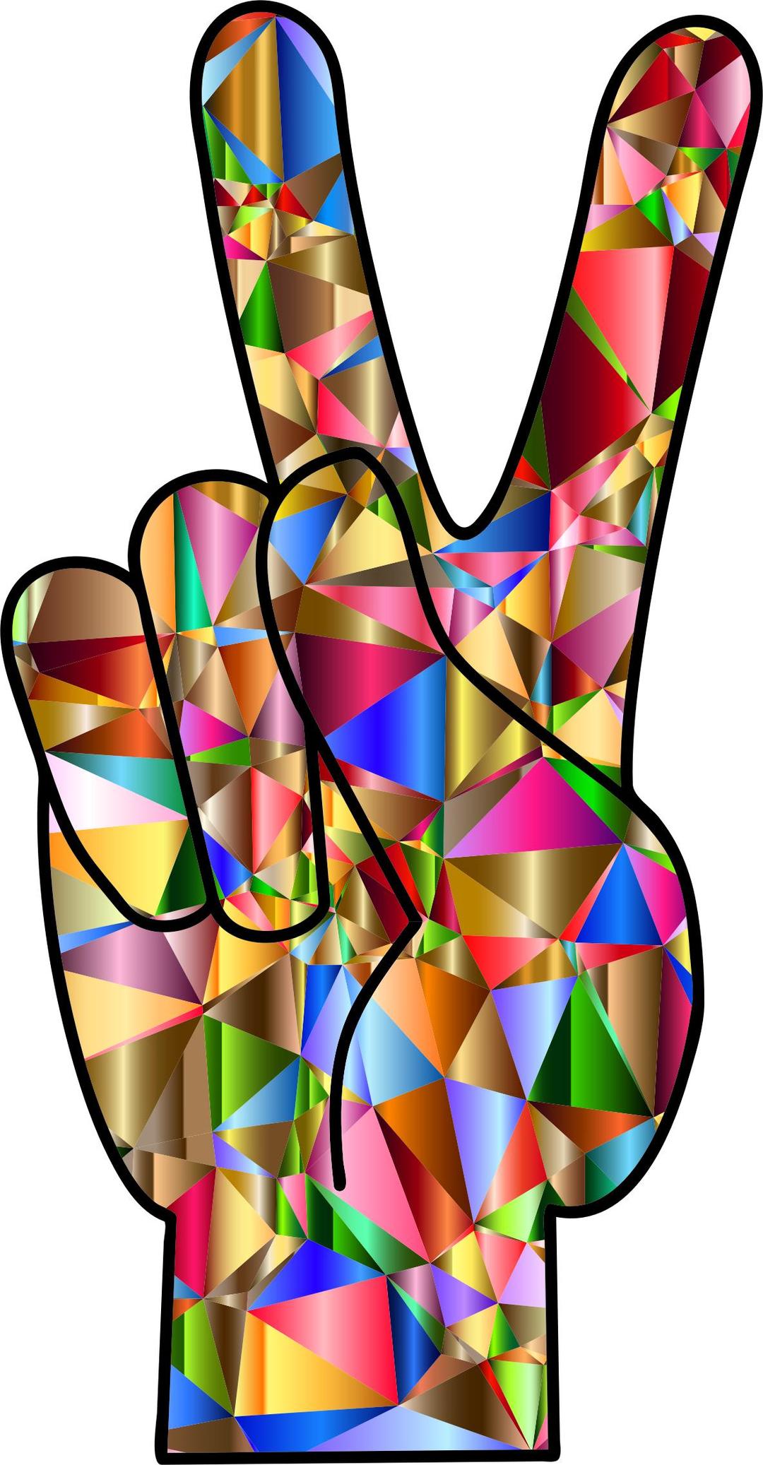 Chromatic Low Poly Peace Hand Sign png transparent