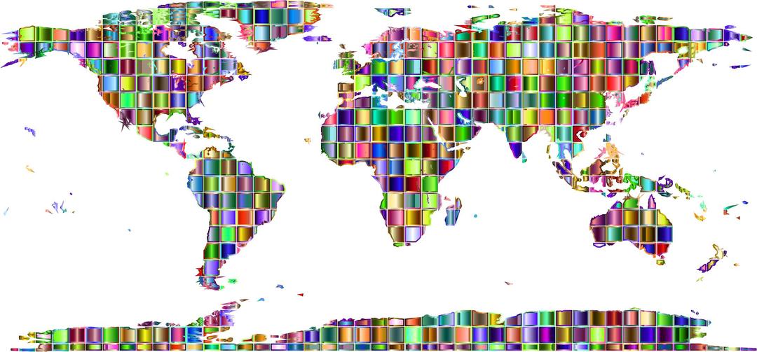 Chromatic Mosaic World Map png transparent