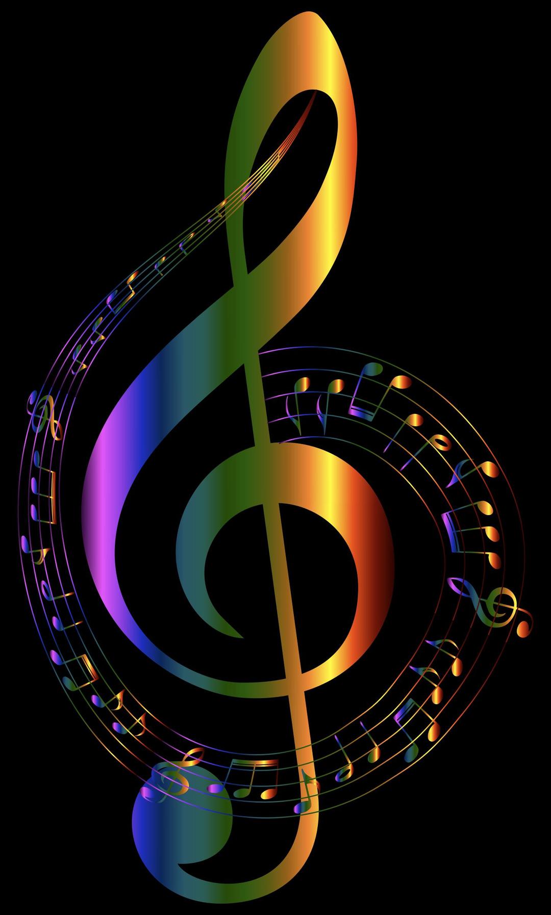 Chromatic Musical Notes Typography png transparent