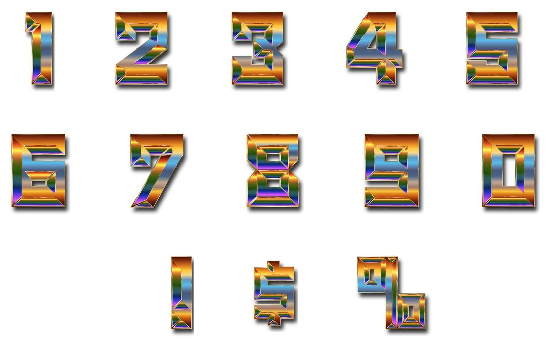 Chromatic Numbers Set With Drop Shadow png transparent