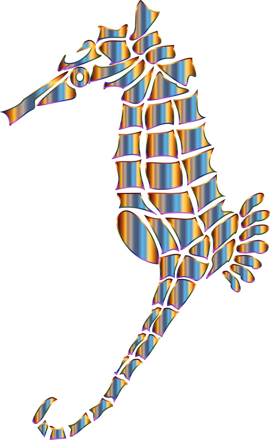 Chromatic Stylized Seahorse Silhouette No Background png transparent