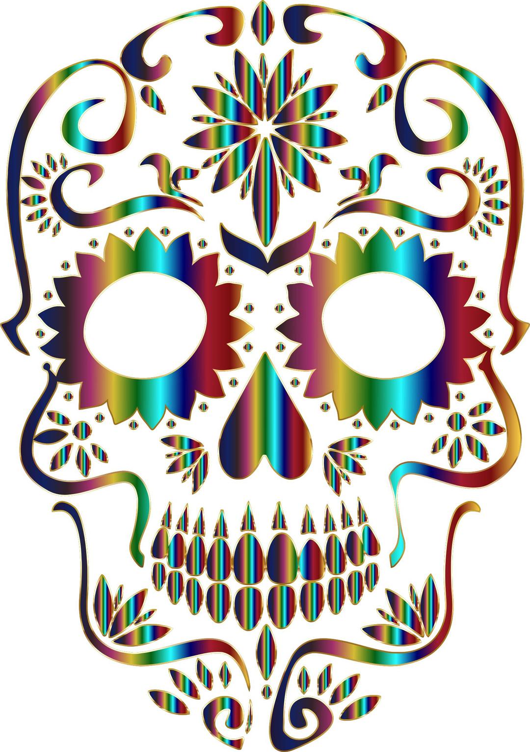 Chromatic Sugar Skull Silhouette 3 No Background png transparent