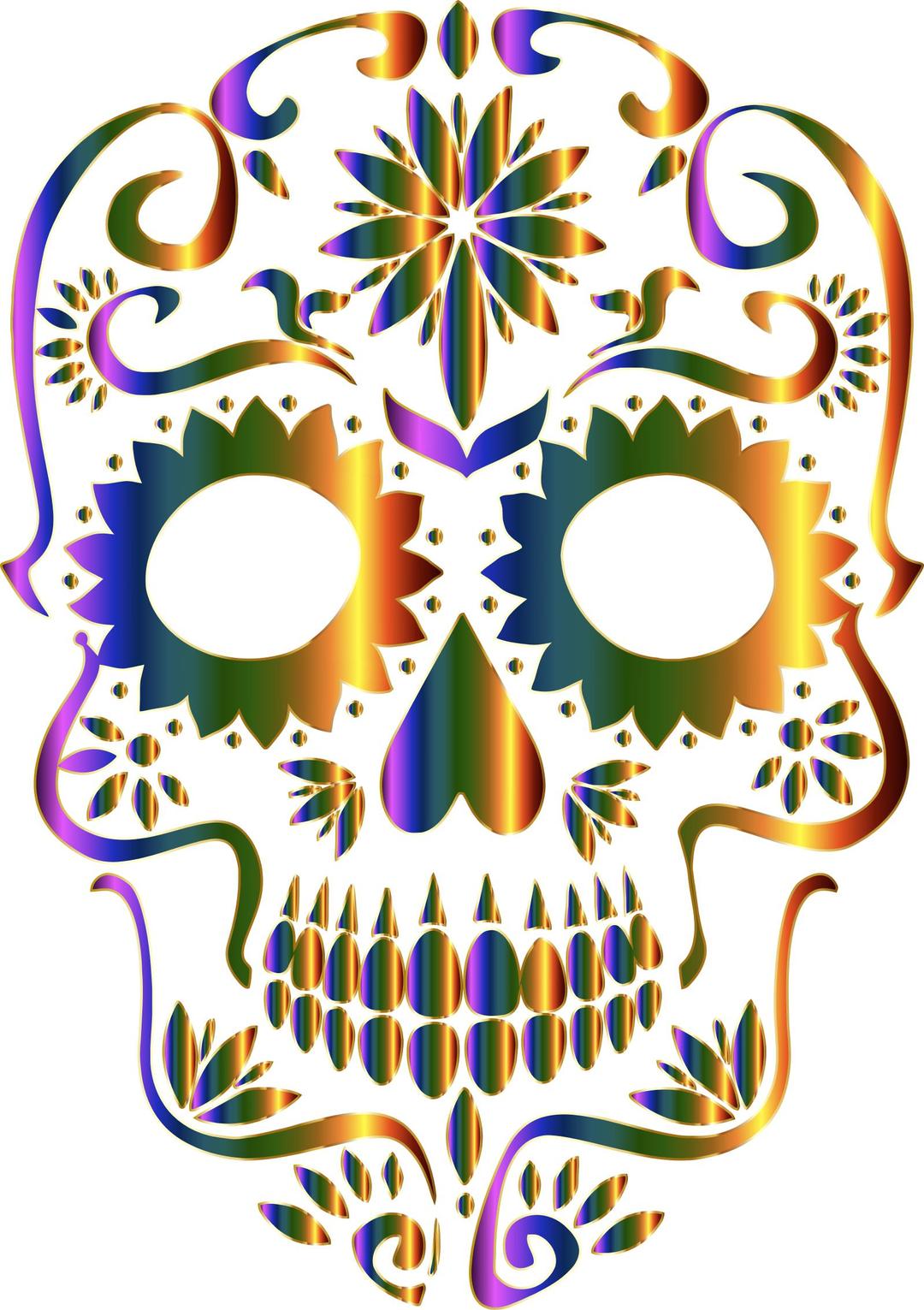 Chromatic Sugar Skull Silhouette No Background png transparent