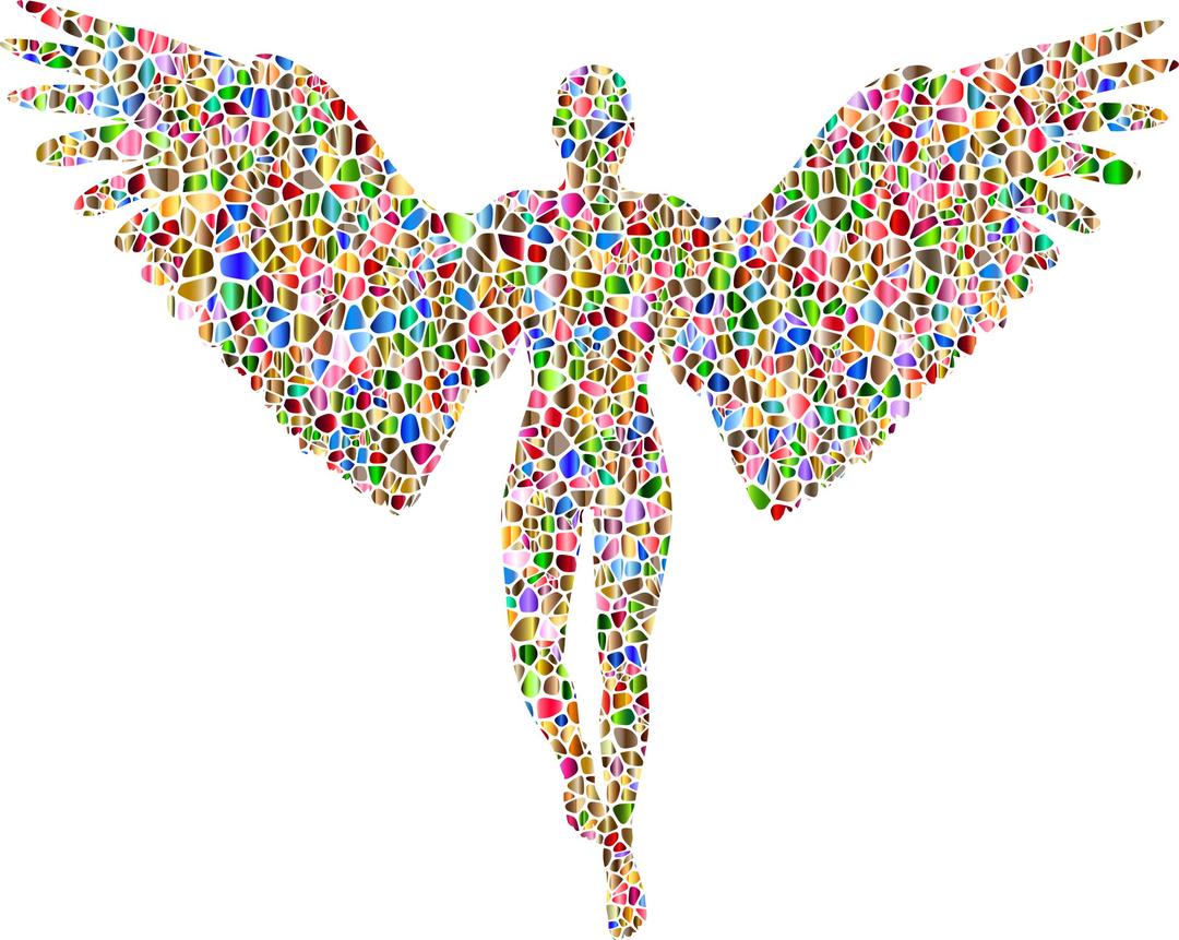 Chromatic Tiled Angel Silhouette No Background png transparent