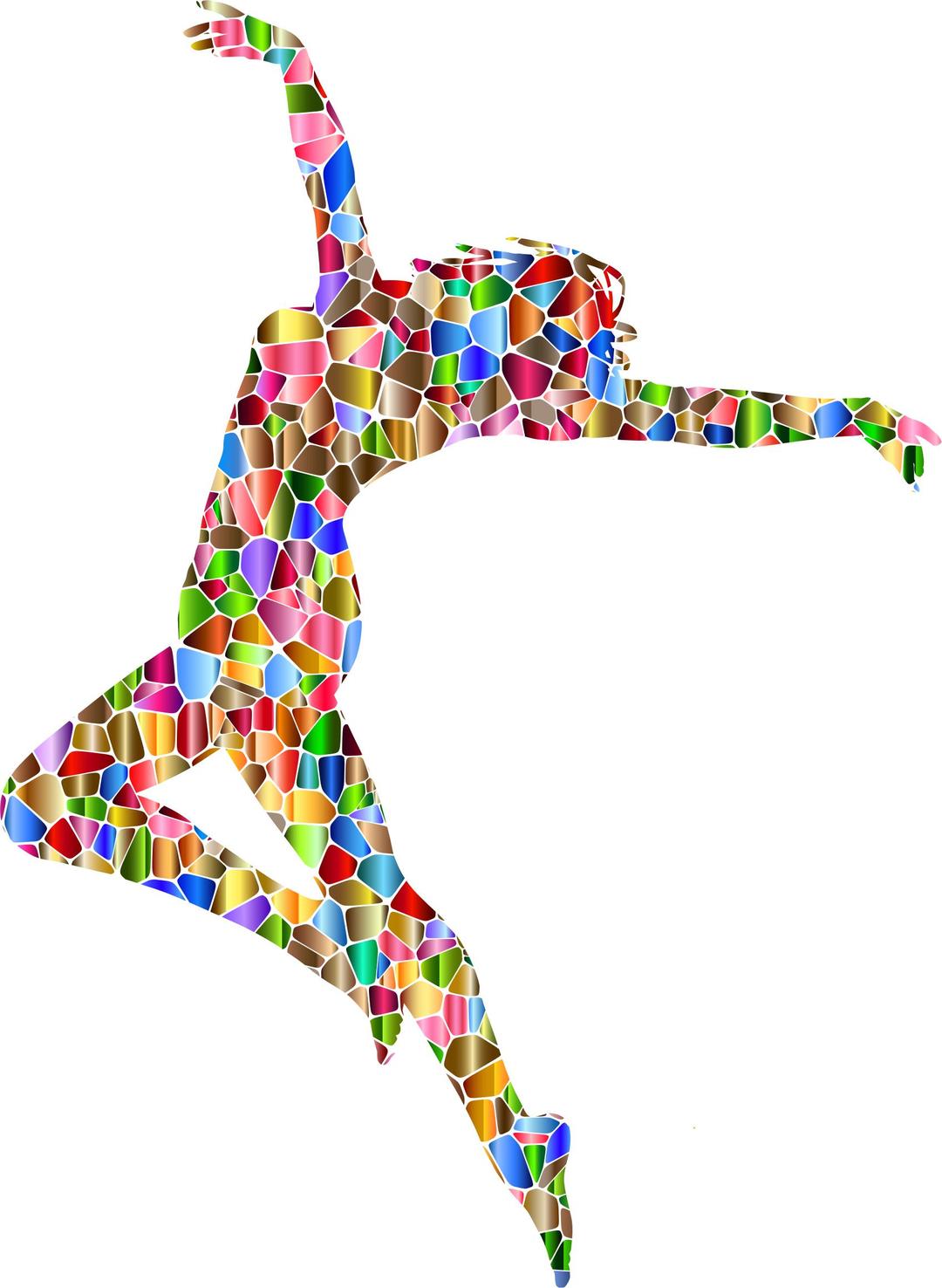 Chromatic Tiled Carefree Dancing Woman Silhouette png transparent