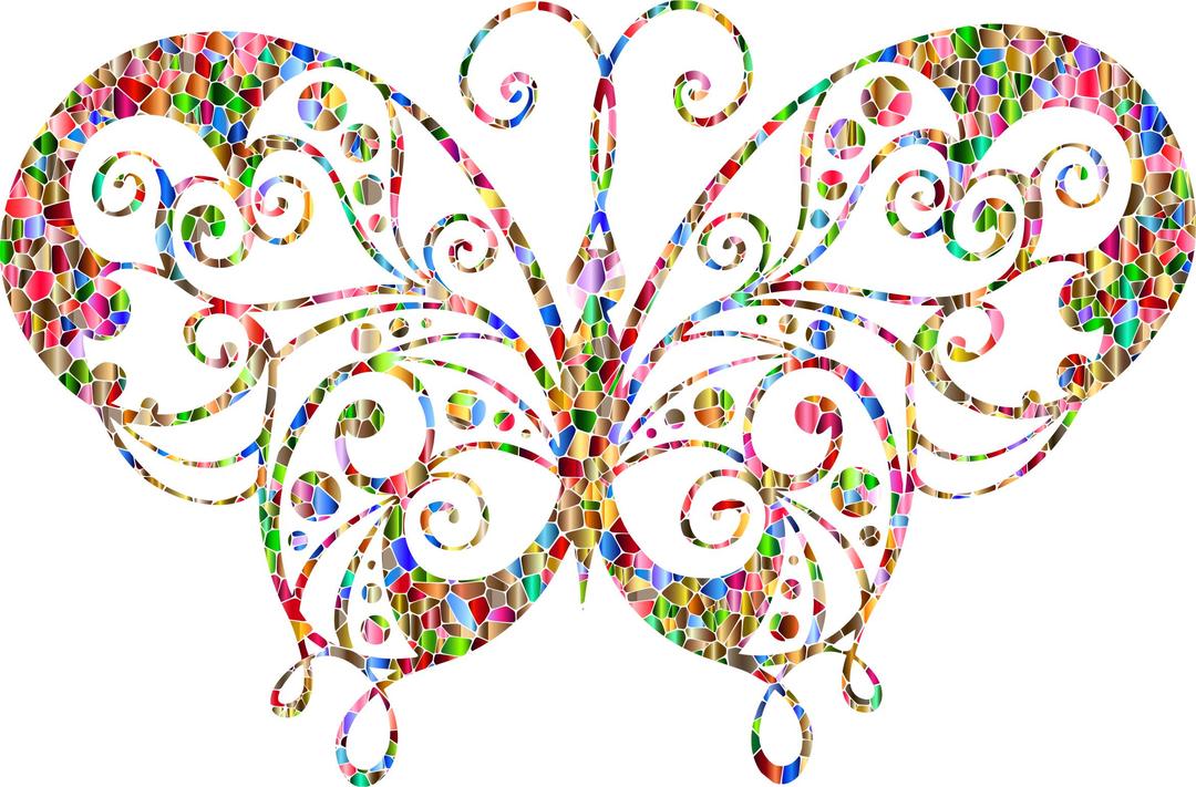 Chromatic Tiled Flourish Butterfly Silhouette png transparent