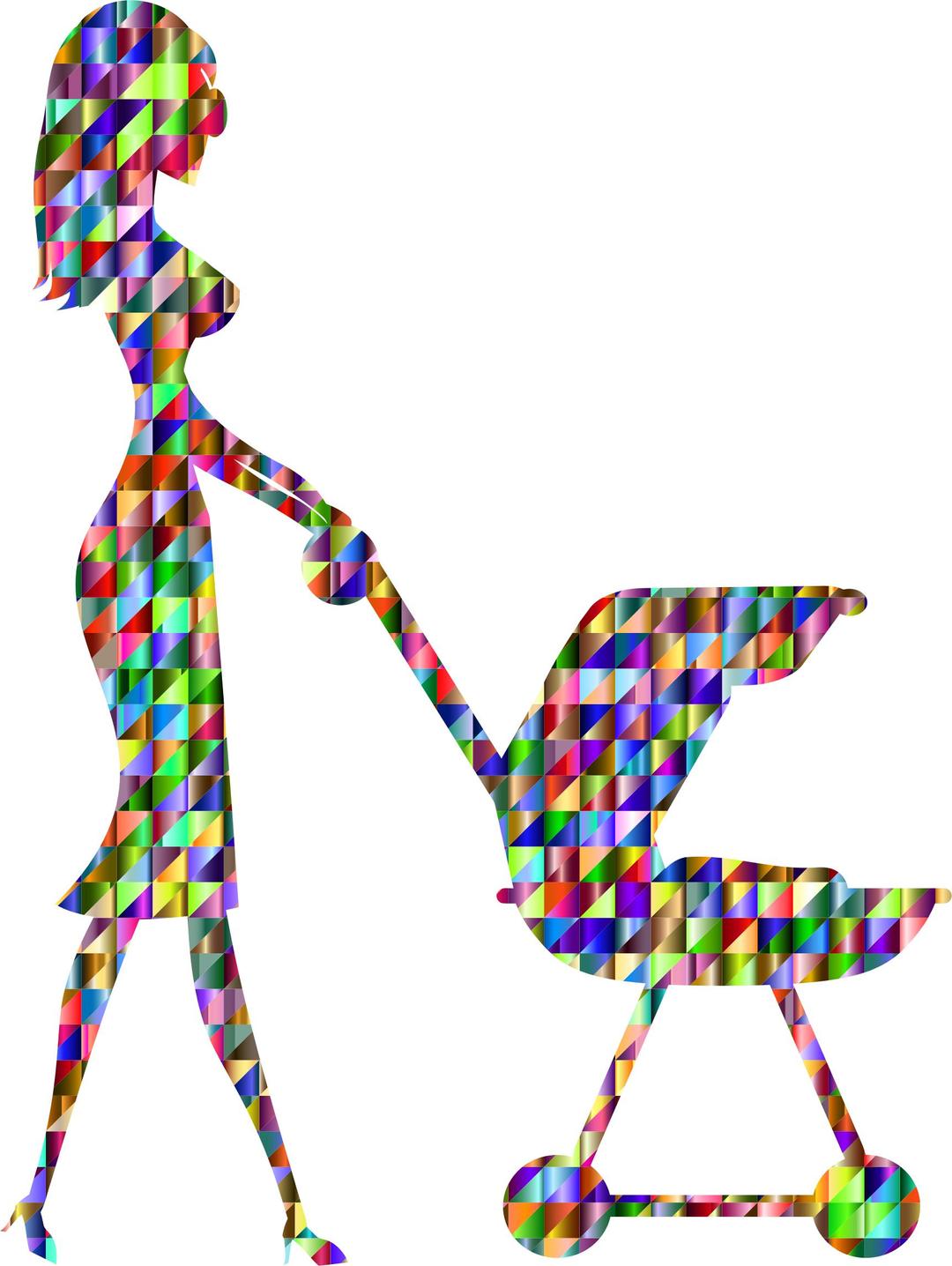 Chromatic Triangular Woman With Baby Carriage png transparent