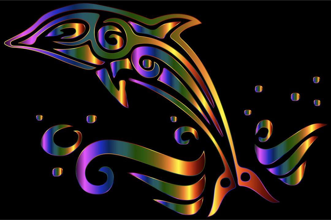 Chromatic Tribal Dolphin 2 png transparent