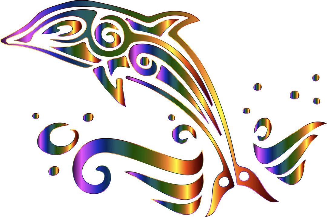 Chromatic Tribal Dolphin 2 No Background png transparent