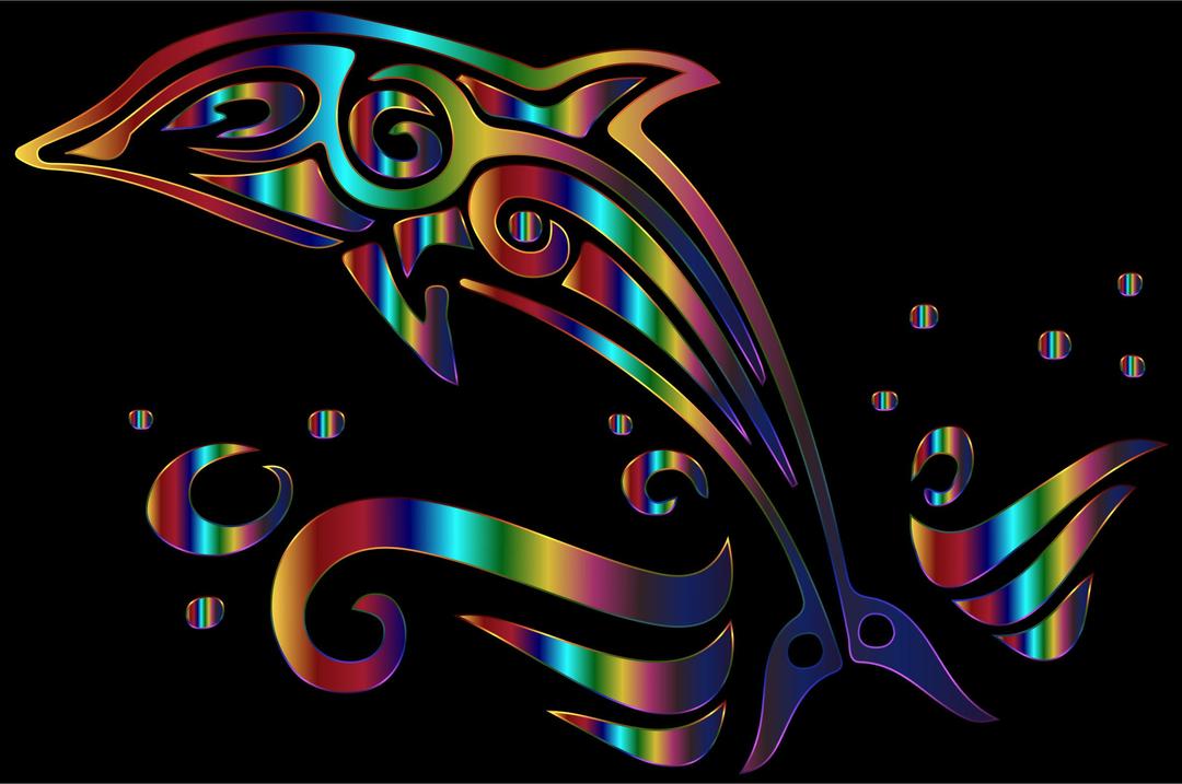 Chromatic Tribal Dolphin 3 png transparent
