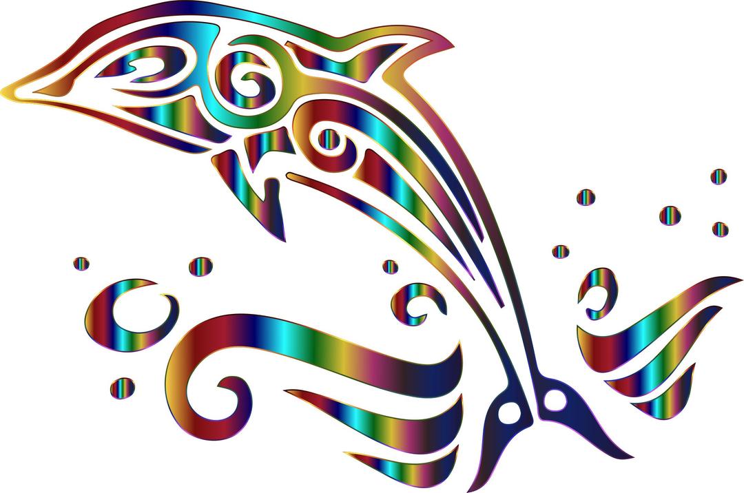 Chromatic Tribal Dolphin 3 No Background png transparent