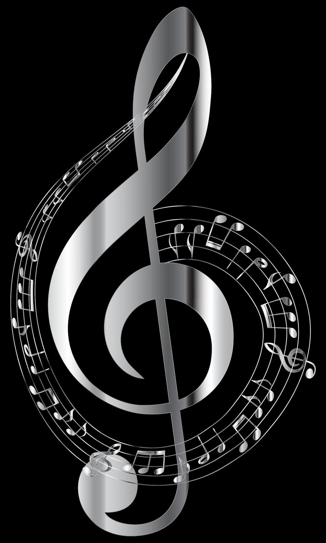 Chrome Musical Notes Typography png transparent