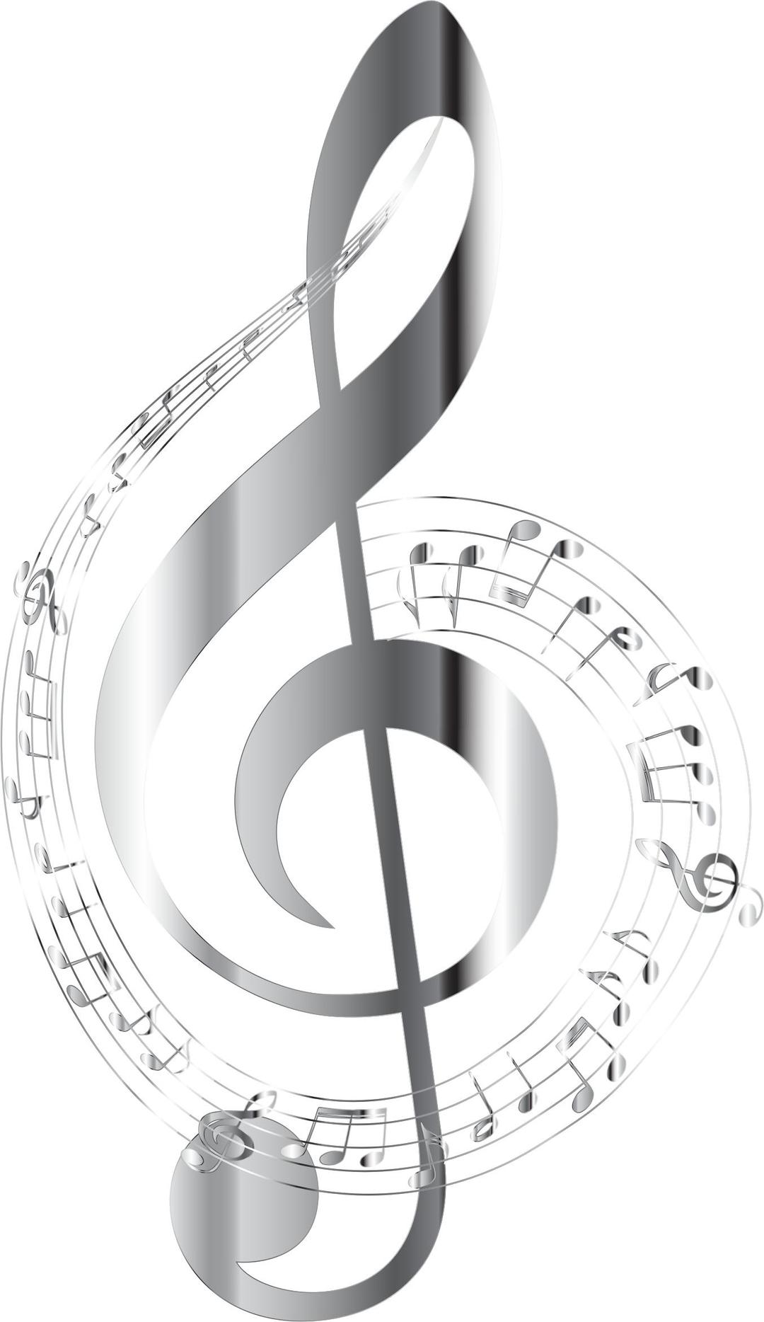 Chrome Musical Notes Typography No Background png transparent