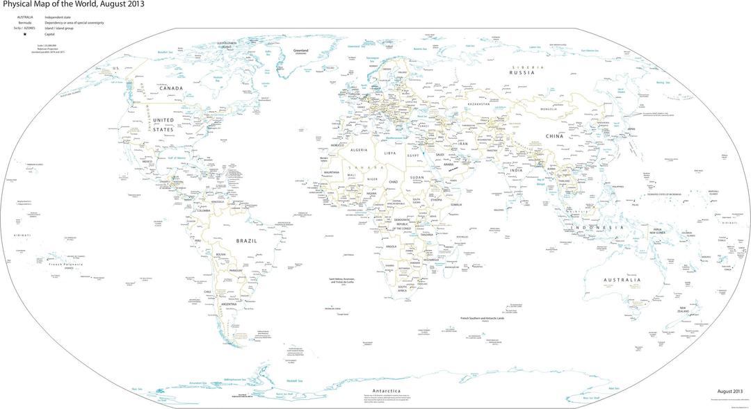CIA World Fact Book Physical World Map 2013 png transparent