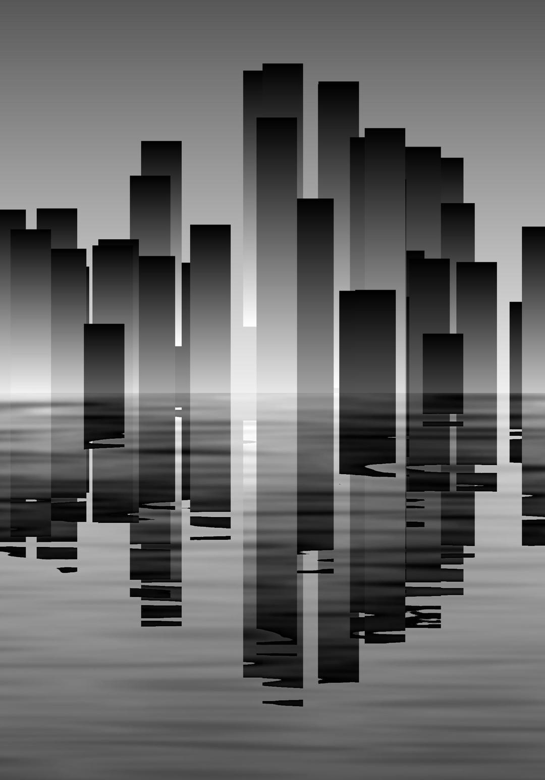 city skyline reflection (animated) png transparent