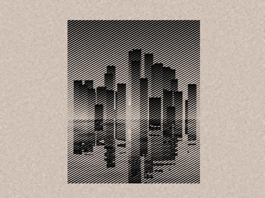 city skyline reflection -hatched, animated png transparent