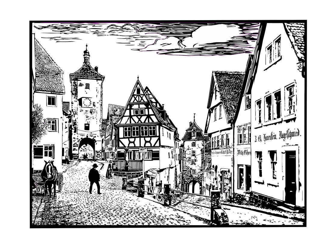 Cityscape of Rothenburg, Germany png transparent