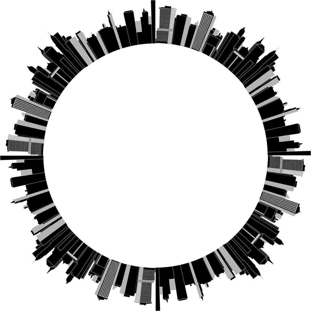 Cityscape Skyline Radial 2 png transparent