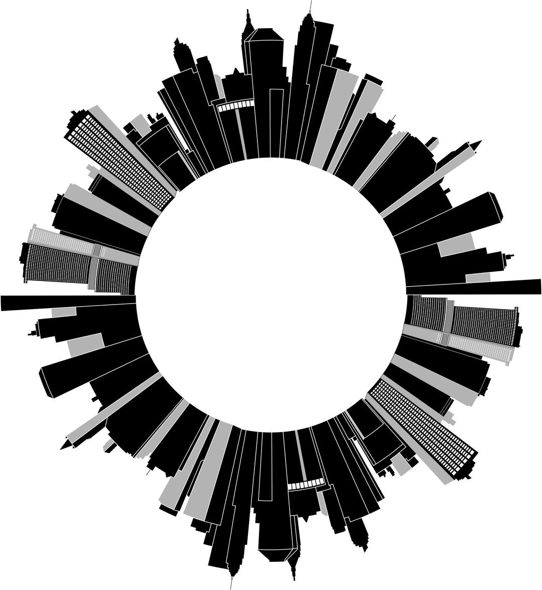 Cityscape Skyline Radial 3 png transparent