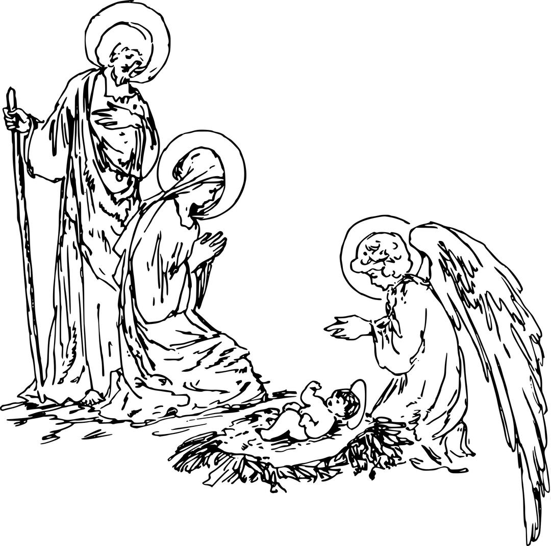 Classic Nativity with Angel png transparent