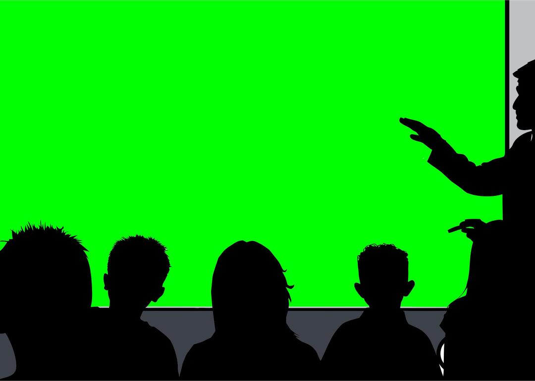 Classroom Silhouette 16:9 (HD) with green screen png transparent