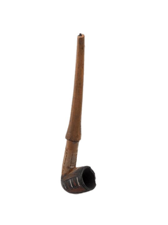 Clay Tobacco Pipe With Wooden Stem png transparent
