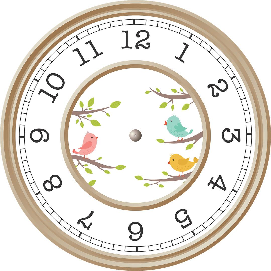 Clock With Birds on Twigs png transparent
