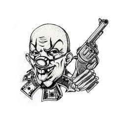 Clown and Gun Tattoo png transparent