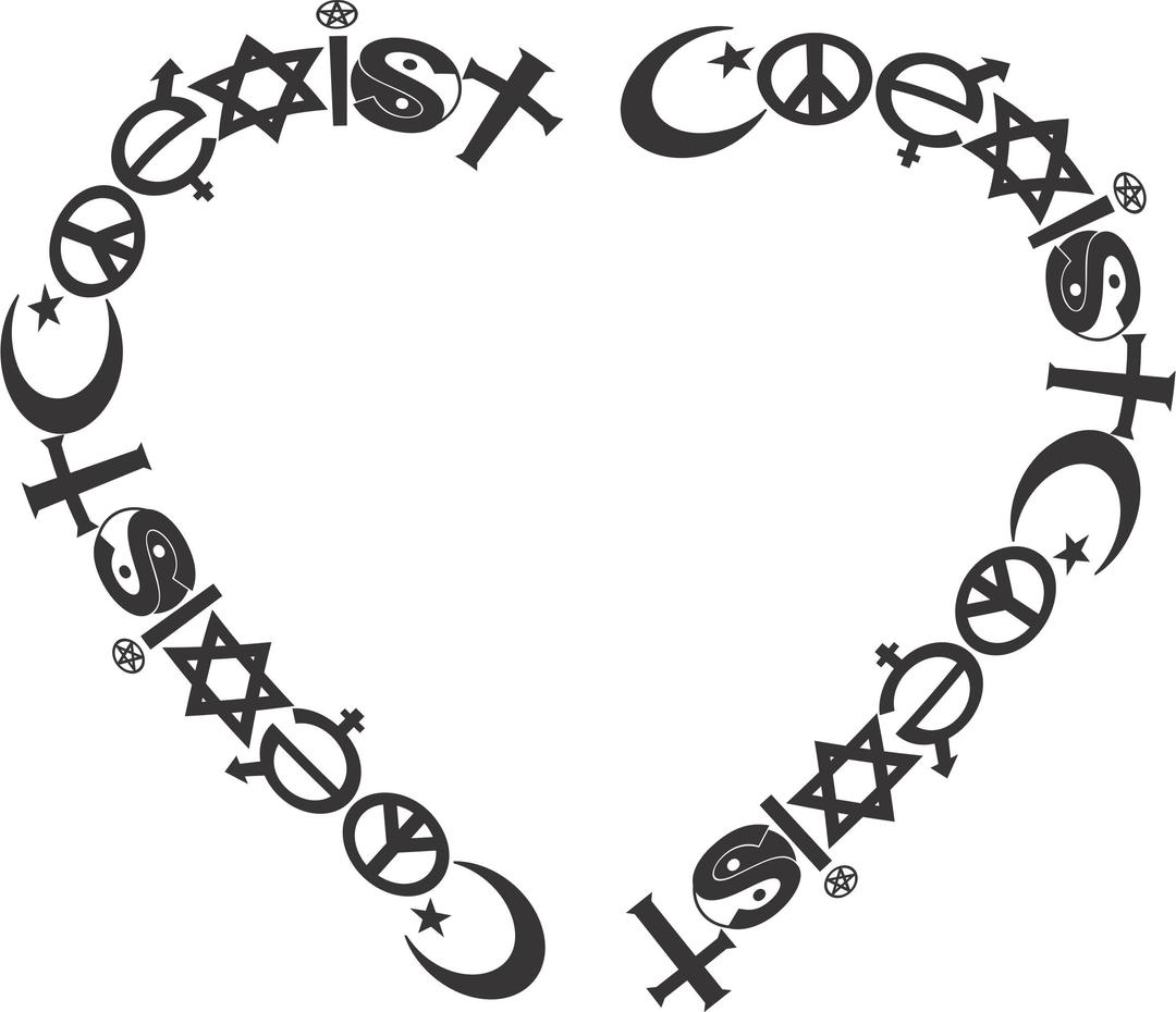 Coexist Heart png transparent