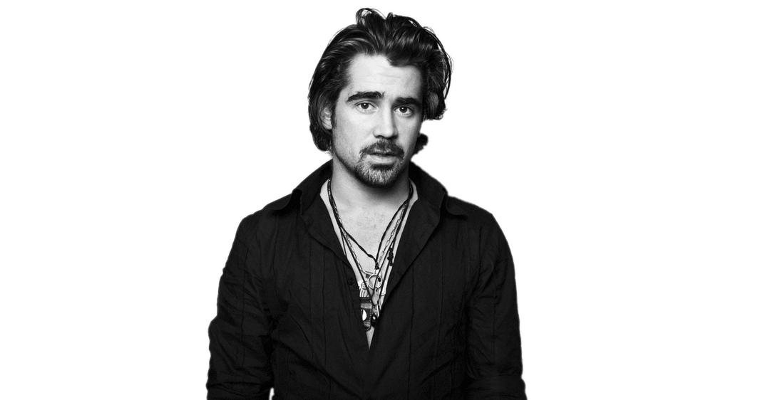 Colin Farrell Black and White png transparent