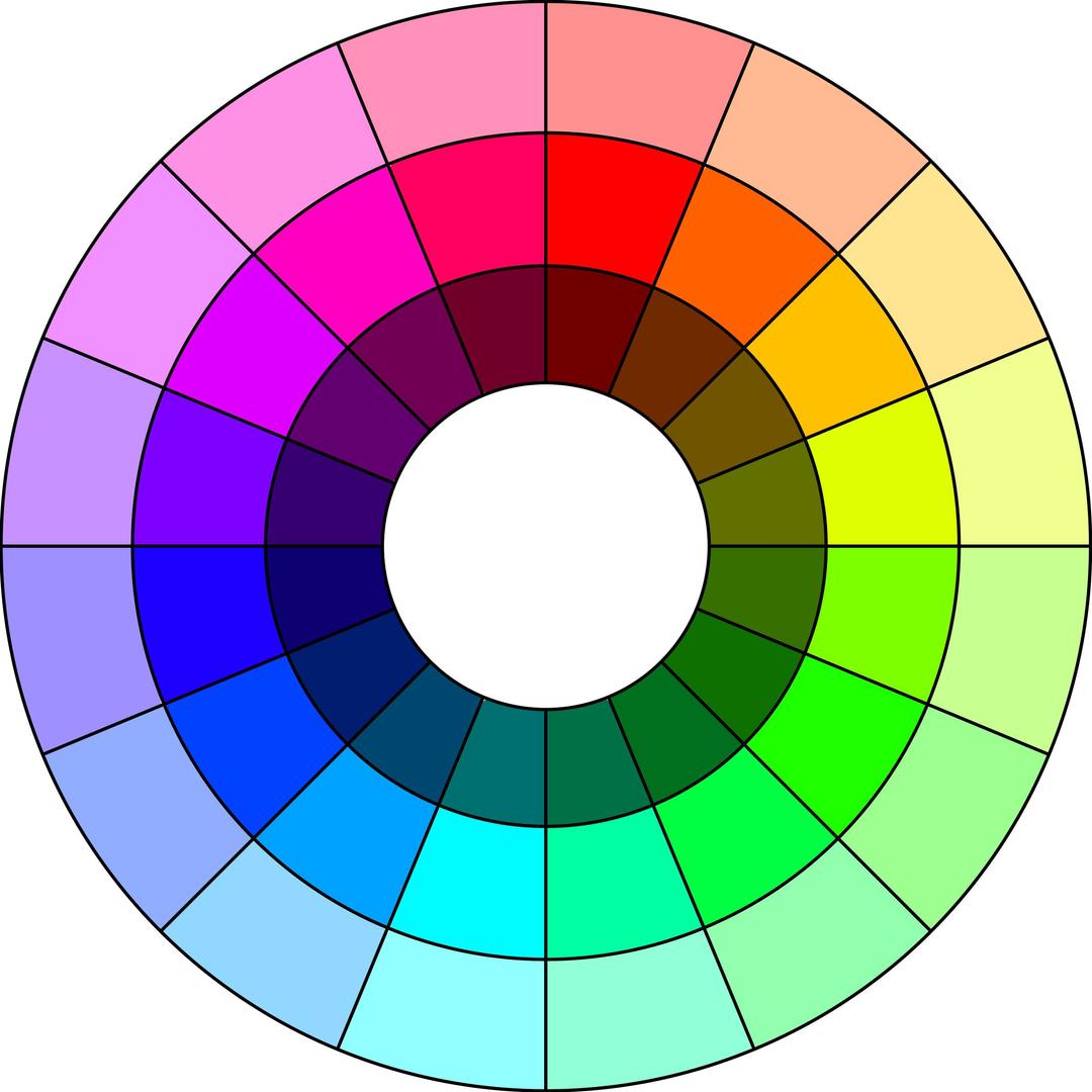 Color wheel - 48 colors (16xH, 3xL) png transparent