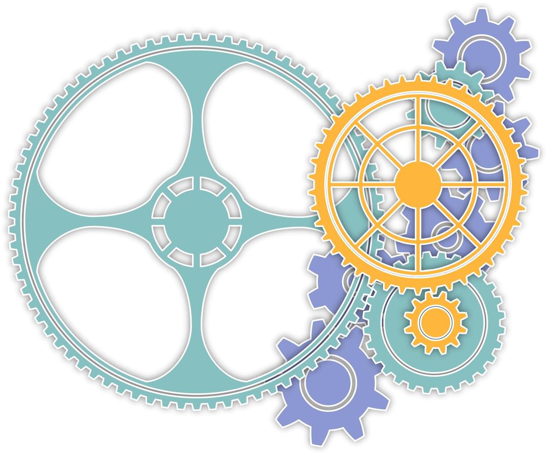 Colored gears png transparent