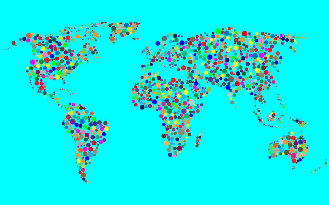 Colorful Circles World Map With Background png transparent