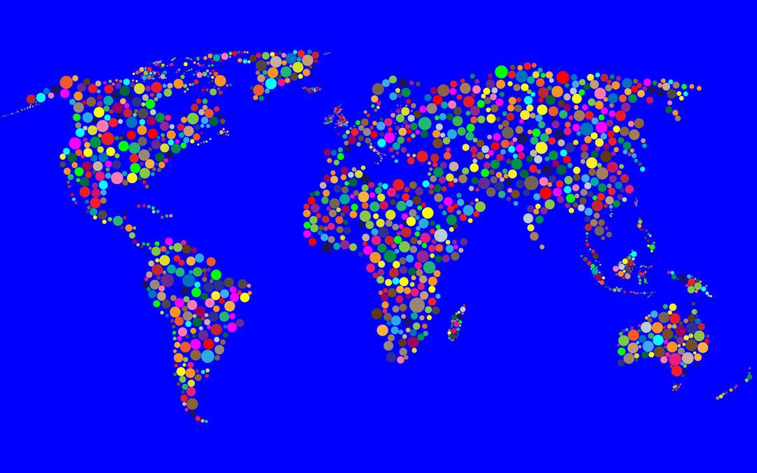 Colorful Circles World Map With Background 2 png transparent