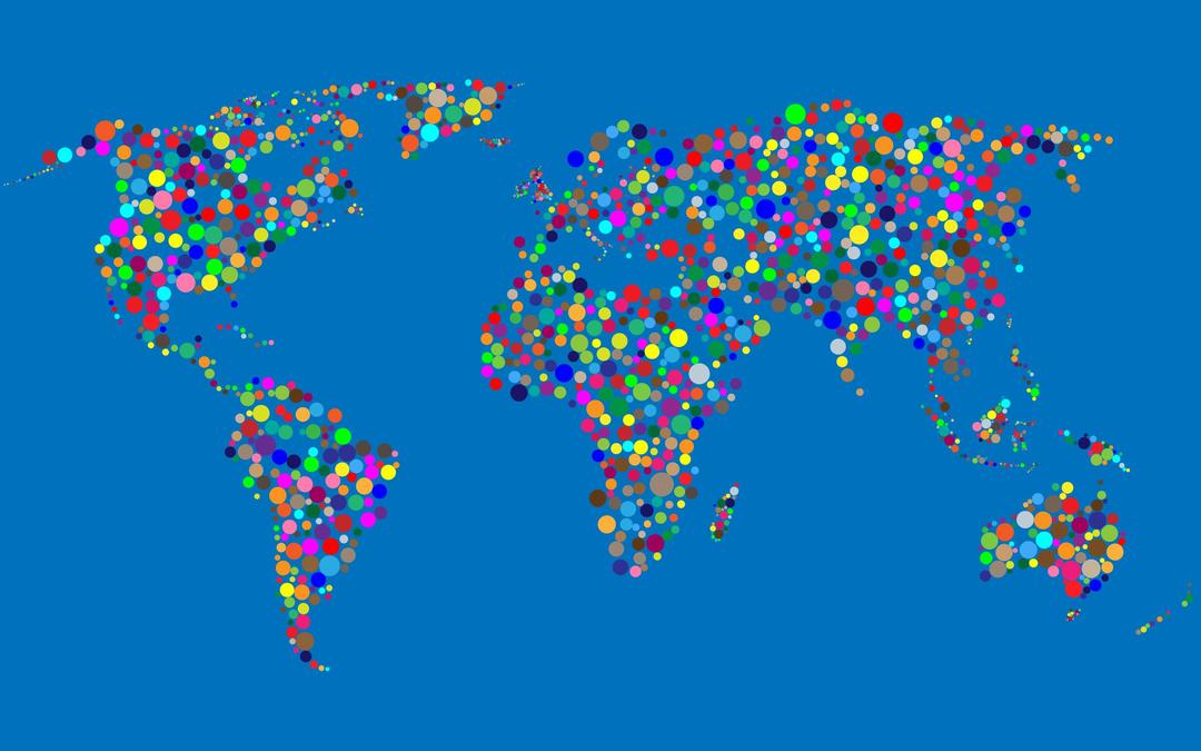 Colorful Circles World Map With Background 3 png transparent