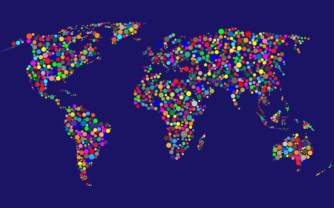 Colorful Circles World Map With Background 4 png transparent