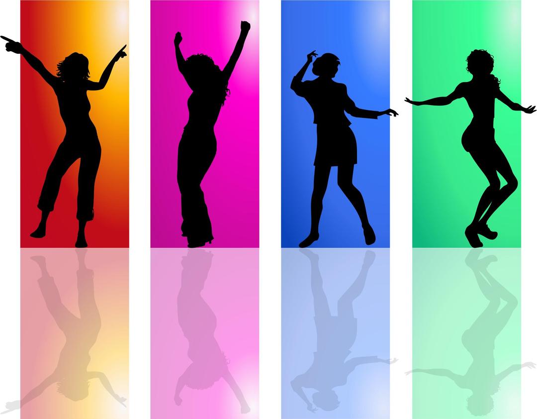 Colorful Dancing Women Silhouette png transparent