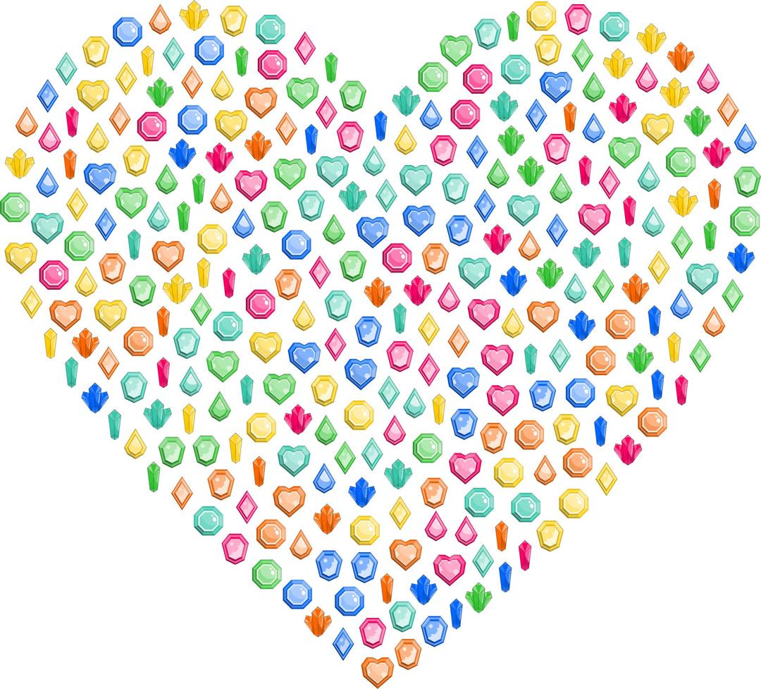 Colorful Gems Heart png transparent