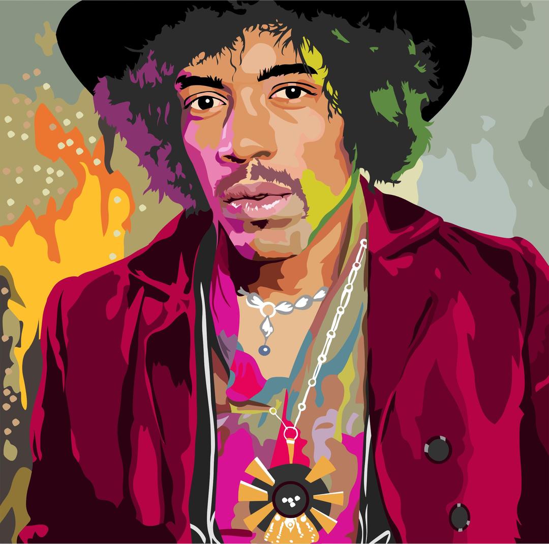 Colorful Jimi Hendrix Portrait By Heblo png transparent