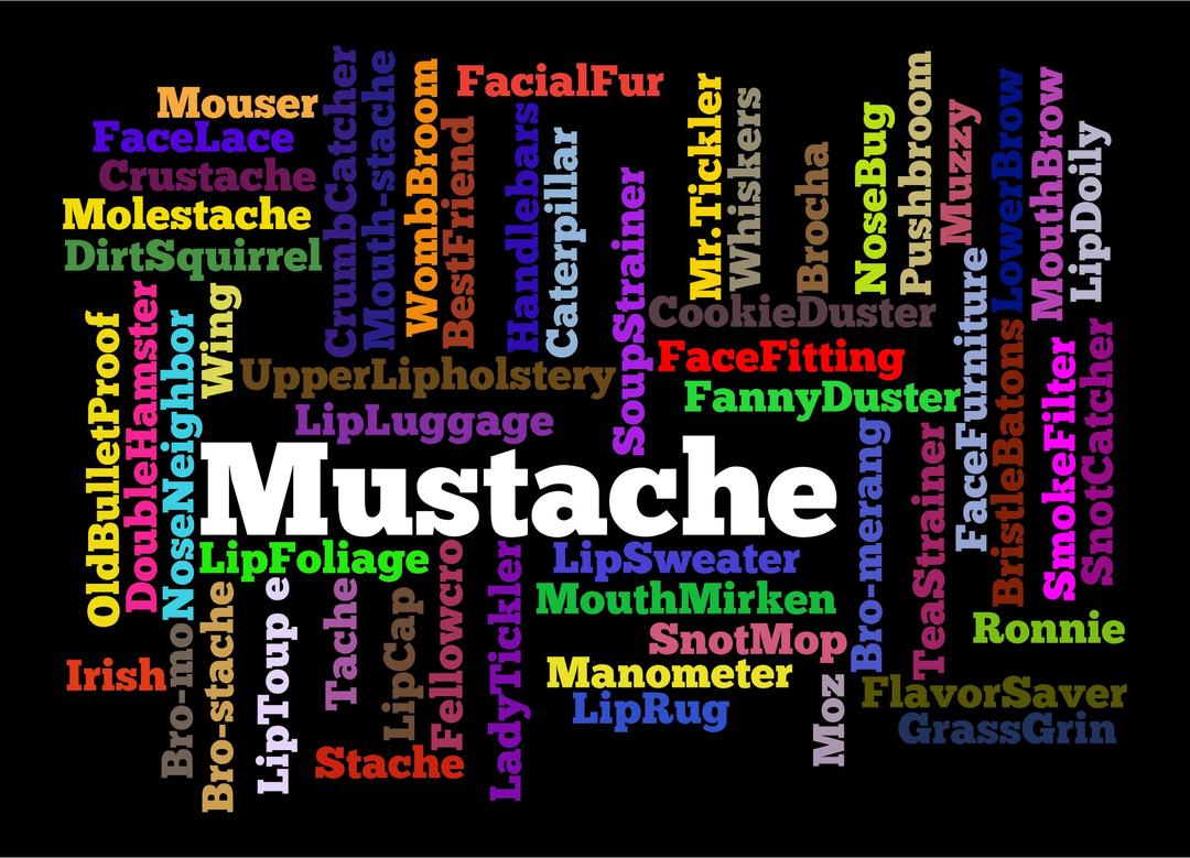 Colorful Mustache Word Cloud With Background png transparent