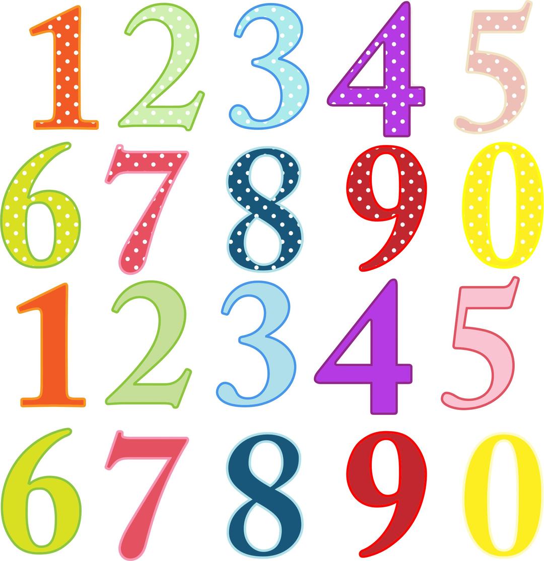 Colorful Numbers png transparent