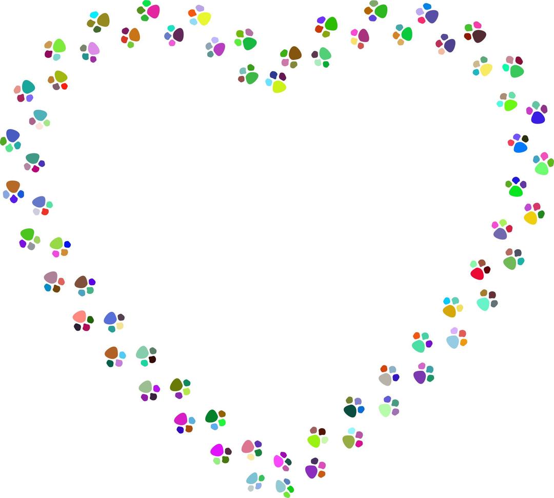Colorful Paw Prints Heart Mark II png transparent