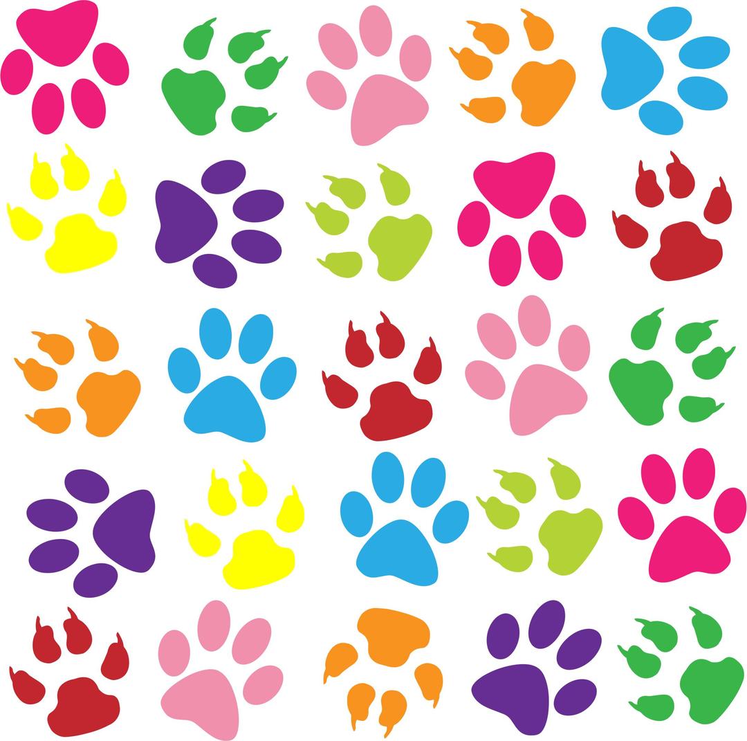 Colorful Paw Prints Pattern Background png transparent