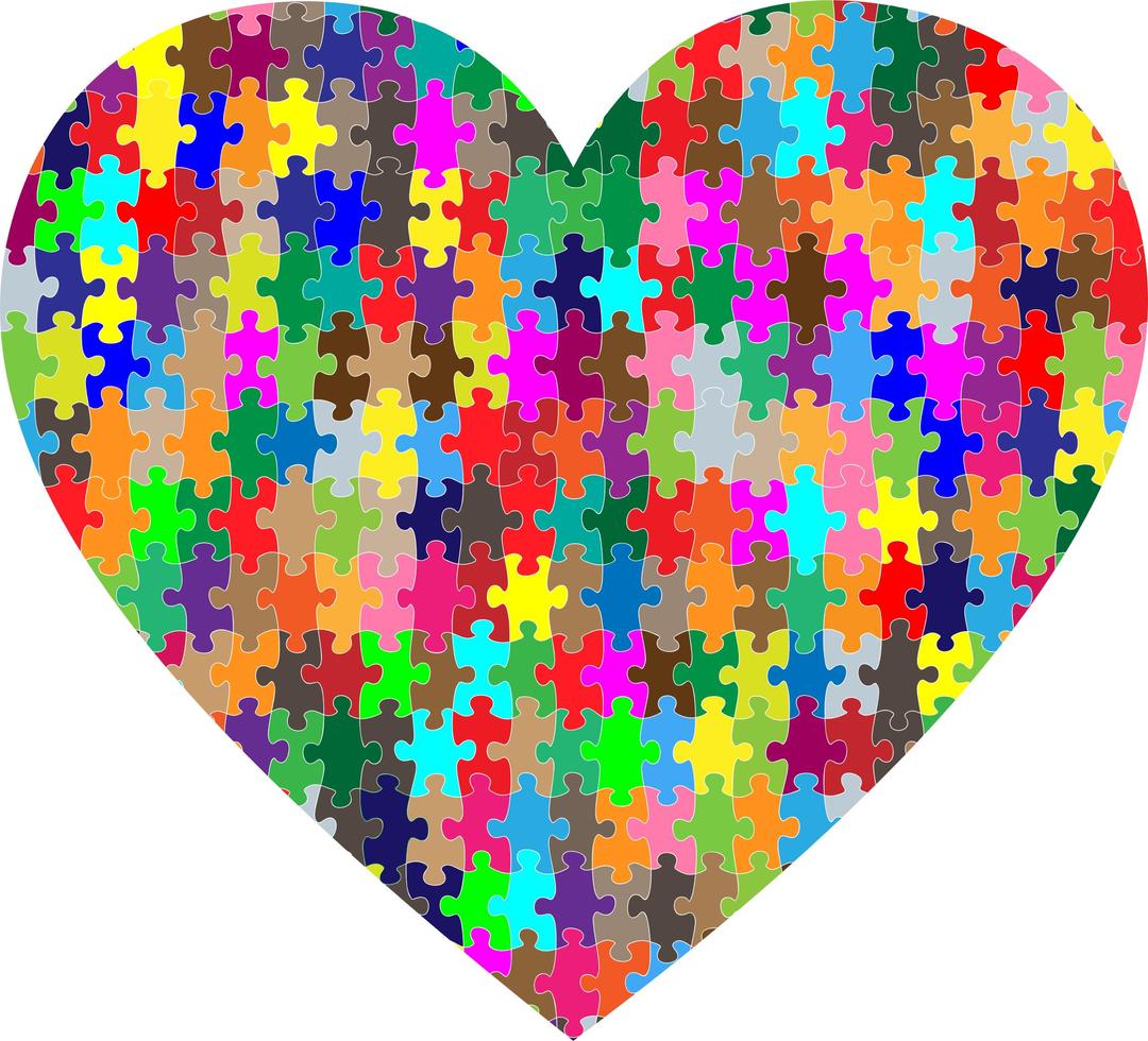 Colorful Puzzle Heart png transparent